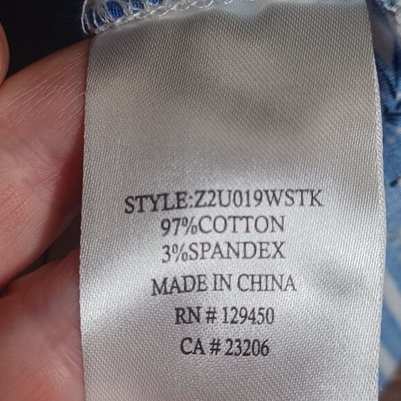 Como Blu Cottagecore Top Womens Plus 3X Floral Blue Striped Boho Peasant Feminin - Picture 9 of 9